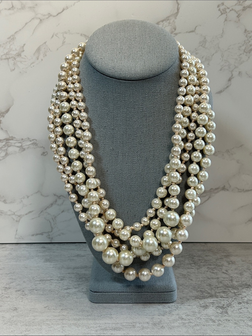 J. Crew Multi-Strand Glass Pearl Hammock Necklace in Ivory - Picture 2 of 4